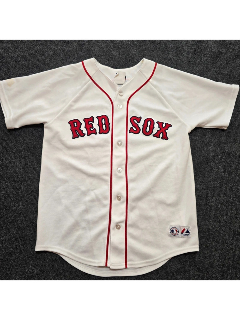 Vintage Boston Red Sox Majestic Jersey White Red Piping Gorpcore Blokecore L